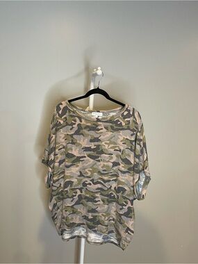 Michael Stars Camouflage Short Sleeve Tee - Olive, Beige, Gray